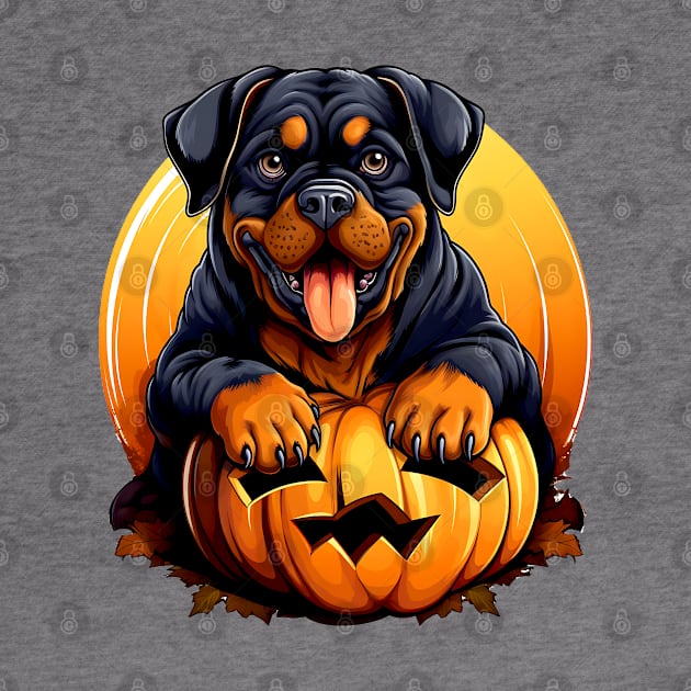 Rottweiler Dog inside Pumpkin #2 by Chromatic Fusion Studio